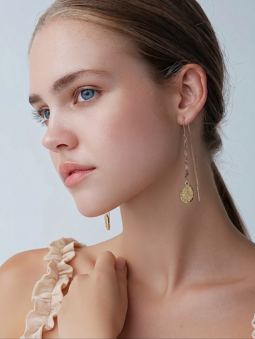 NWT Nadine West Gold Baroque Dangle Earrings ~2"
